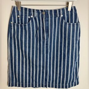 Talbots | Blue Vintage Striped Cotton Skirt
